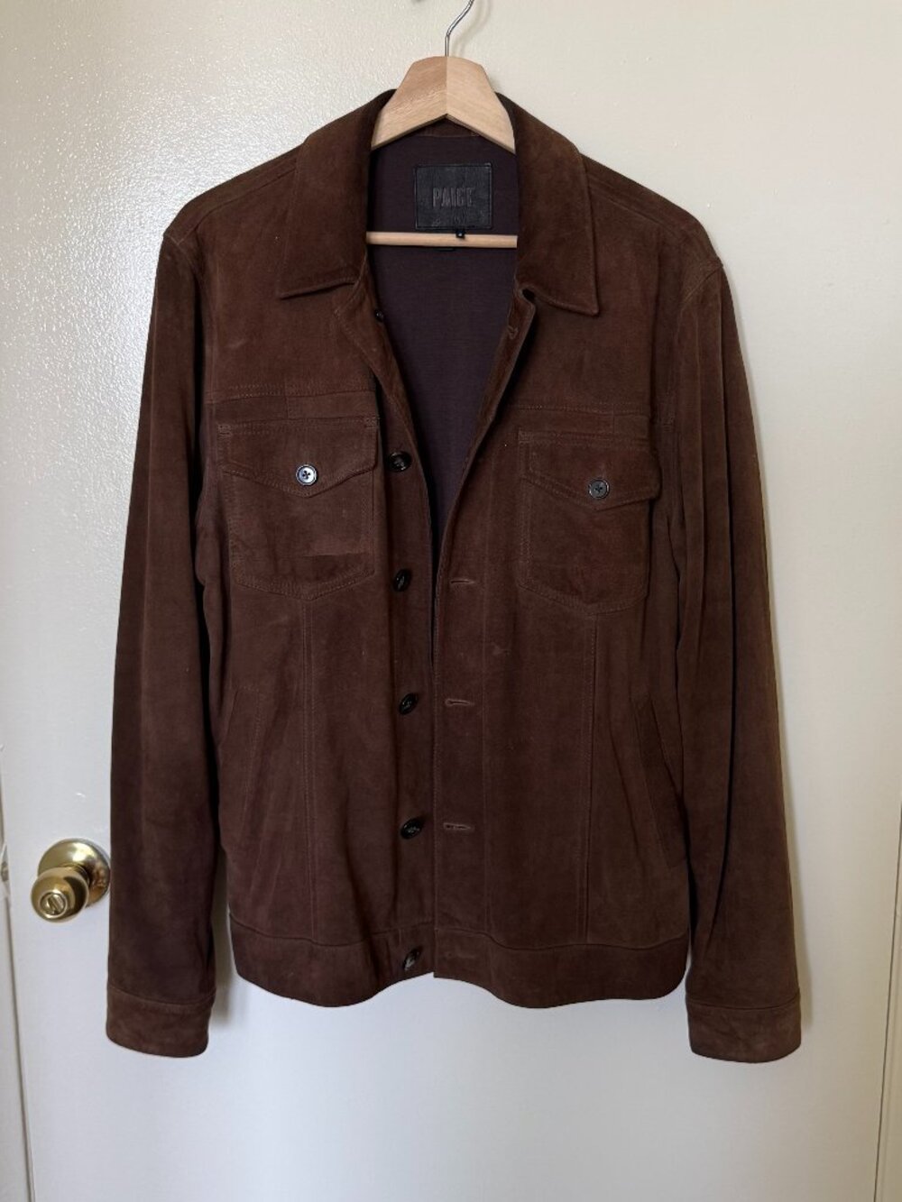 Paige Brown Suede Genuine Leather Shirt Jacket Shacket L